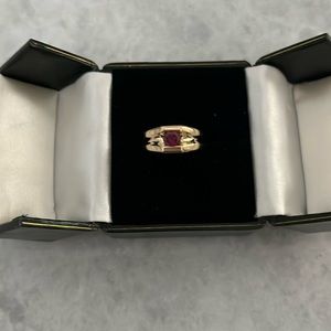 14K gold and rhodalite ring